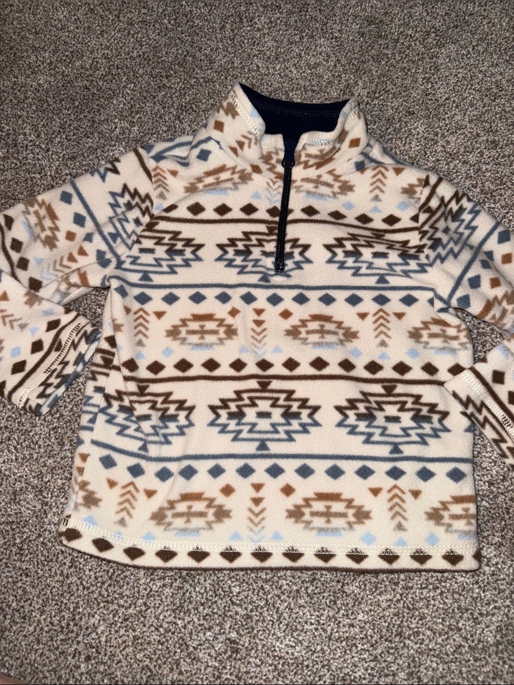 Childrens place Cream Aztec Quarter-Zip Fleece Sweater